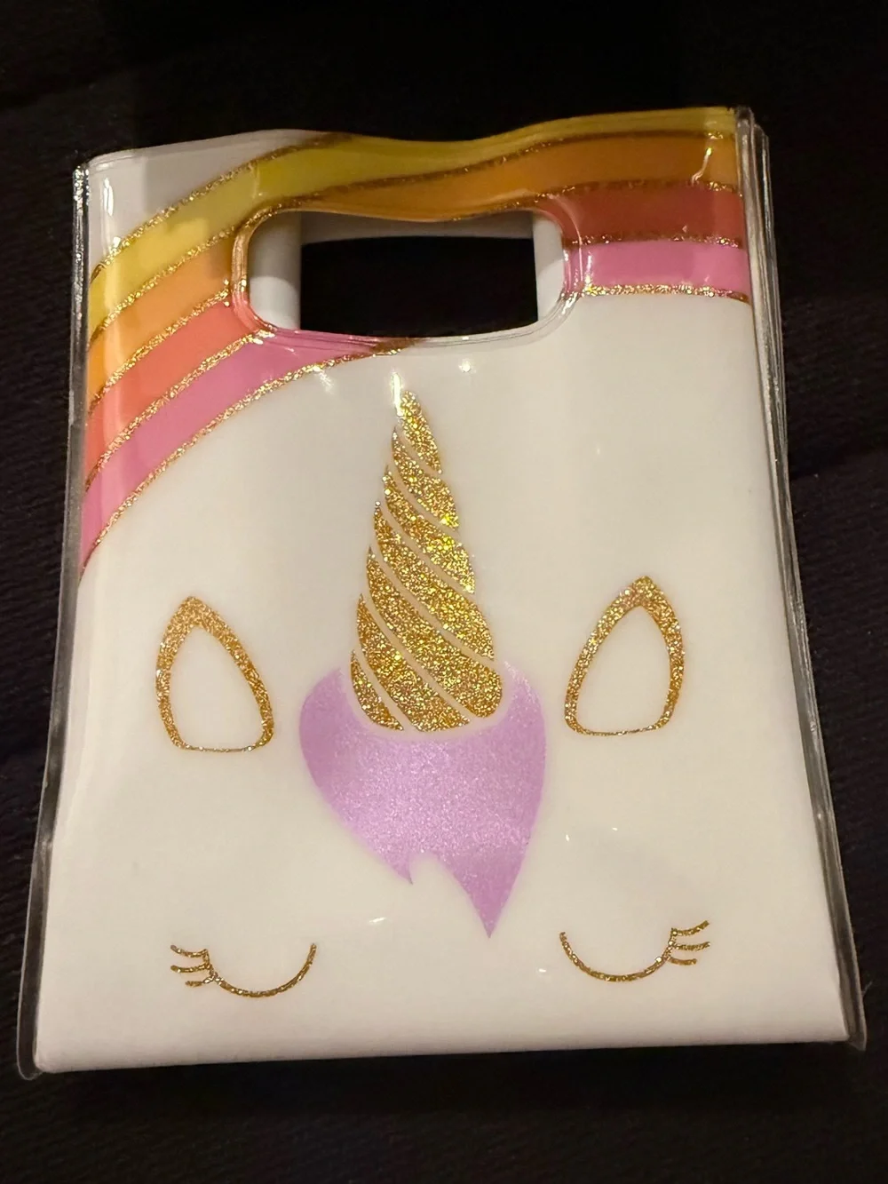 Bath & Body Works White Unicorn Party Favor Bag with Pink and Gold Accents